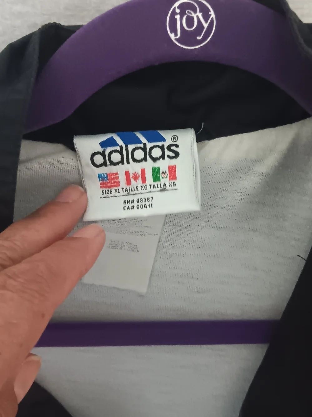 Vintage Adidas Men's Black Track Jacket with Yellow & White Accents